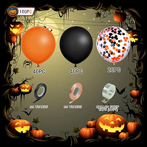 100 Pieces Halloween Balloons Party Decorations Black Orange Purple Confetti Balloons Colorful Party Balloons For Halloween (Orange Black Balloons) #TOP1