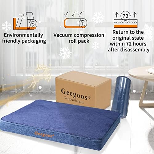 Geegoos Medium Dog Bed, Memory Foam Dog Bed with Washable Removable Cover,Orthopedic Dog Bed for Medium Dog, Dog Mattress with Non-Slip Bottom/Waterproof liner Suitable for Dog Crate(73.5x45x7cm,Blue)