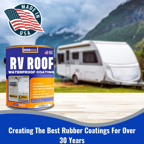 Everbond Rv Roof Waterproof Coatings - Rv Roof Sealant - Solar Reflective Sealant, For Trailers, Campers, Roof Repairs, And Leak Repairs. Easy To Apply Titanium White 1 Gallon Can #TOP7