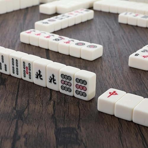 Juego de Mahjong Chino con 144 fichas y caja de madera miniatura 3
