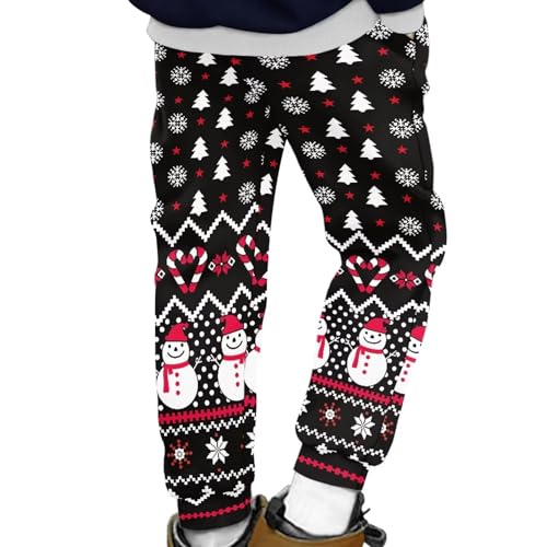 AmzPrint Snowflake Print Boy Sweatpants Black Ugly Christmas Sweatpants for Boys Stretch Xmas Trouser Hiking Pants2