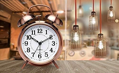 Ncry Vintage Twin Bell Analog Display Table Alarm Clock with Night Led Light Heavy Slippers Extra Loud Alarm Clock Ideal for Student and Kids Bedroom (Copper) - 9 Cm 4