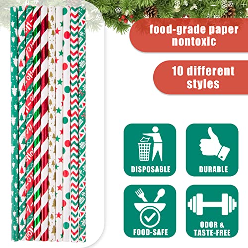 Hansgo Christmas Paper Straws, 180Pcs Christmas Drinking Straws Striped Decorative Straws Bulk For New Year Christmas Party Company Annual Meeting Drinking #TOP2
