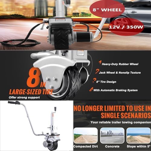 Electric Trailer Dolly,Motorized Jockey Wheel,Ratchet Trailer Jack Mover,Trailer Jockey Wheel,Mobile Electric Trailer Tool,5000lbs Towing Capacity