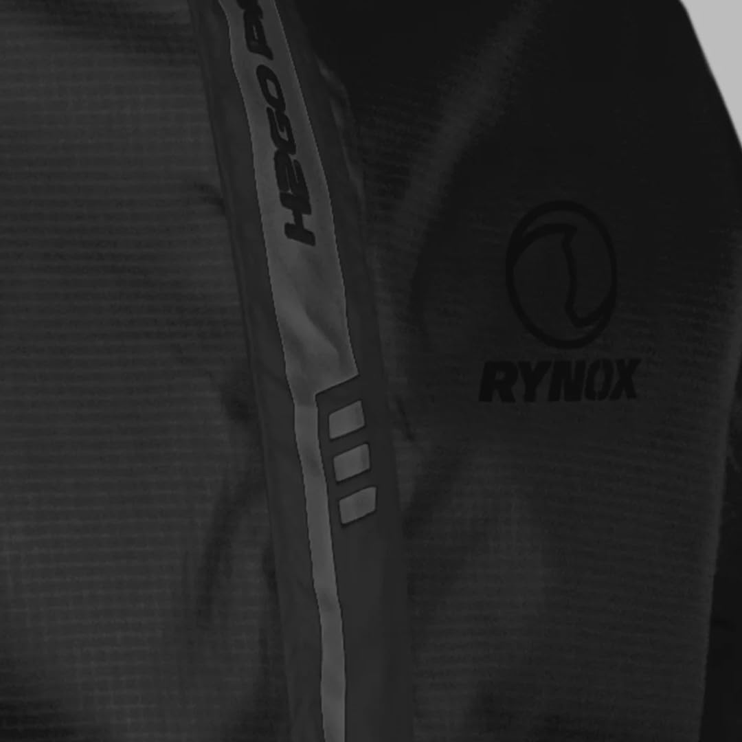 Rynox Unisex Adult H2Go Pro 3 Rain Standard Length Jacket I 15000mm Waterproof Nylon Shell | Motorcycle Riding Rain Jacket | Heat Sealed Seams | Drycore WR Zippers - Black, 5XL - Image 7 thumbnail