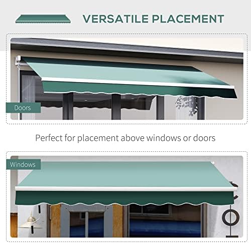 Outsunny 2.5m x 2m Garden Patio Manual Awning Canopy Sun Shade Shelter Retractable with Winding Handle Green