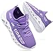 ANBIWANGLUO Jungen Mädchen Turnschuhe Kinder Strickschuhe Leichte Schnürschuhe Trail Running Sneakers Mesh Atmungsaktive Laufsportschuhe mit weichen Sohlen Violett 35 EU