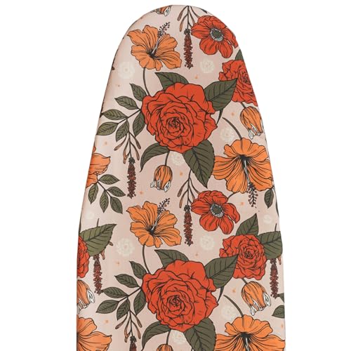 MinoCino Großer Bügelbrettbezug 140x45cm, Breiter Bügelbrettbezug mit 6 mm dickem Filzpolster, Kordelzug, Klettverschlüssen, Blumen MinoCino Großer Bügelbrettbezug 140x45cm, Breiter Bügelbrettbezug mit 6 mm dickem Filzpolster, Kordelzug, Klettverschlüssen, Blumen