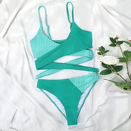 Haut de bikini à volants vert menthe avec armatures taille M
