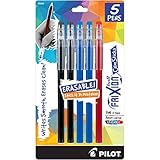 PILOT FriXion ColorSticks Erasable Gel Ink Stick Pens, Fine Point, 2 Black/2 Blue/1 Red Inks, 5-Pack...