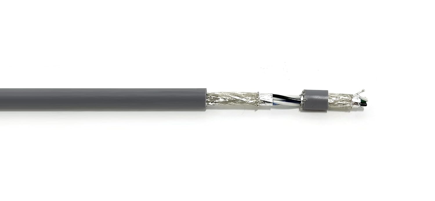 3Pr 24AWG AMESB Computer EIA RS-232 Shielded Cable Wire (UL2464) - Flexible Str TC, PVC Ins, OS+Drain+TC BRD, PVC JKT for Low Voltage Analog Signals/Digital Control (Gray 50FT)