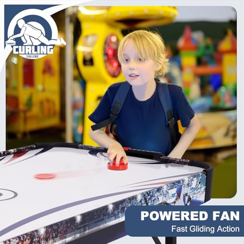 Foldable Air Hockey Table, Folding Indoor Hockey Game Table with Powerful Motor, Accurate Digital LED Scoreboard, Includes 2 Pucks and 2 Pushers, Perfect for Kids and Adults (48 Inch-Blue/Red) - Thumbnail 2