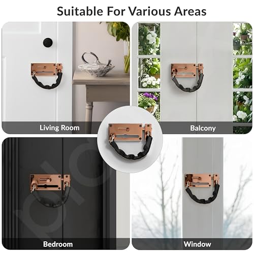 Image of Plantex Door Chain with Baby Latch /Door Chain Lock for Main Door /Latch Lock for Door /Heavy Duty Door Safety Guard Lock for Home, Hotel & Office Security - Pack of 1 (DTK-294-Rose Gold)
