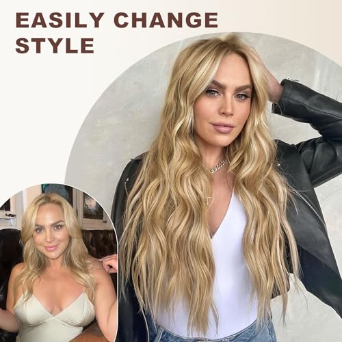 Hair Extensions Clip in 4pcs Beach Blonde Hair Extension Long Wavy Full Head Clip in Hair Extension Synthetic Fiber Hair Pieces for Women - Image 3