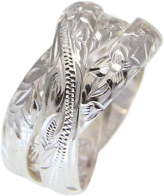Arthur's Jewelry 925 sterling silver 3 in 1 Hawaiian scroll plumeria maile leaf ring size 3-10