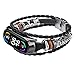 Produktbild KangPlus Armband für Xiaomi Mi Band 5, Retro-Stil, ethnischer Stil, handgefertigt, mit Perlen, verstellbar, 12,7 - 20,6 cm, mit Metallrahmen, für Xiaomi Mi Band 6/Mi Band 5, Schwarz + Schwarz