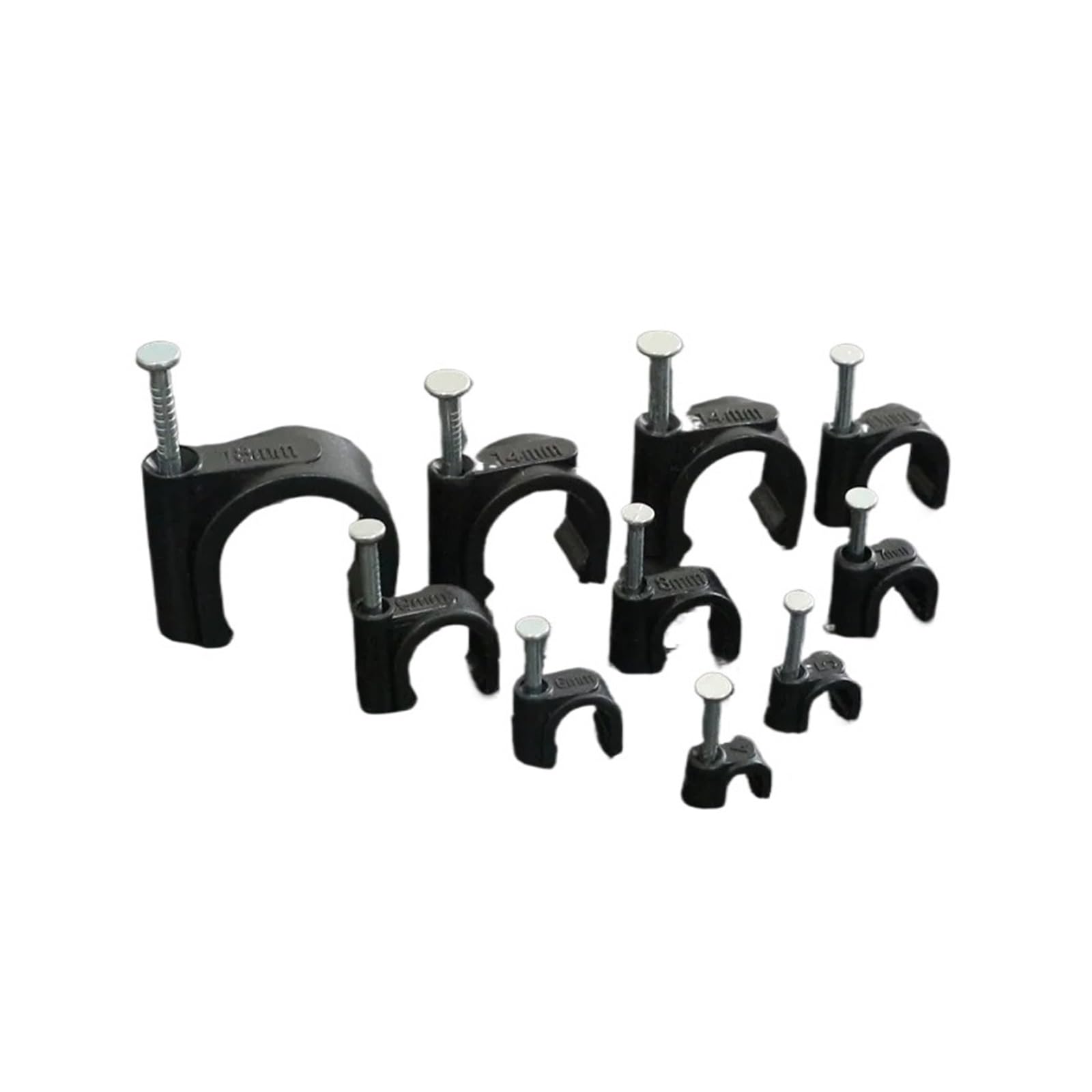 Kabelschellen Nagelschellen 100PCS 4/5/6/7/8/9/10/12mm Runde Kreis Pfad Nagel Calbe Clips Draht Klemme(25mm 100PCS)