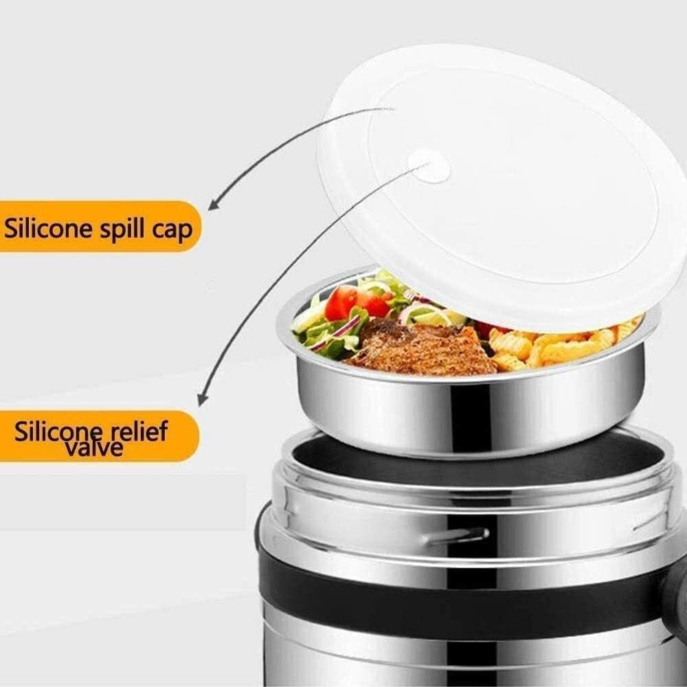 Lonchera con aislamiento térmico, transportador de alimentos Bento de acero inoxidable, contenedor al vacío a prueba de fugas que mantiene la comida caliente durante 6 horas para el trabajo o el