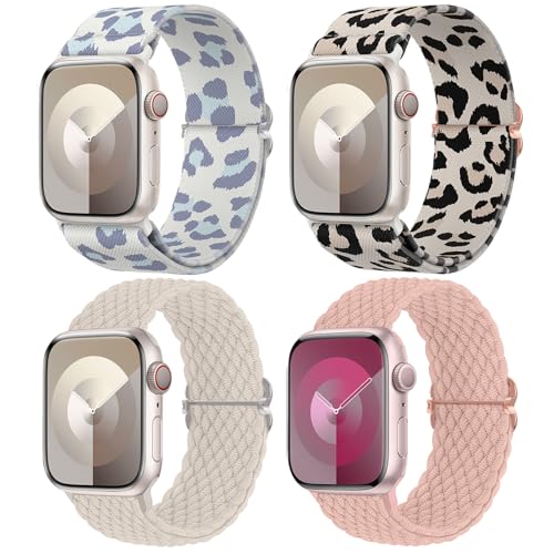 Image of Delidigi Stretchy Bands Compatible for Apple Watch Band Women 40mm 38mm 41mm 42mm 44mm 45mm 46mm 49mm, Nylon Braided Straps for iWatch Series 11 10 9 8 7 6 SE 5 4 3 Ultra 3 2 1