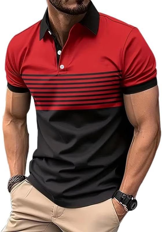 Casual Golf T-Shirts for Men - Mens Polo Shirts Short Sleeve Moisture Wicking Summer