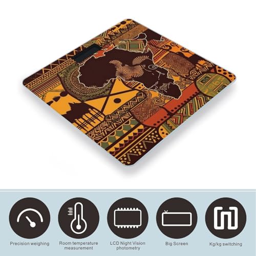 Báscula digital de baño con patrón étnico mapa africano miniatura 3