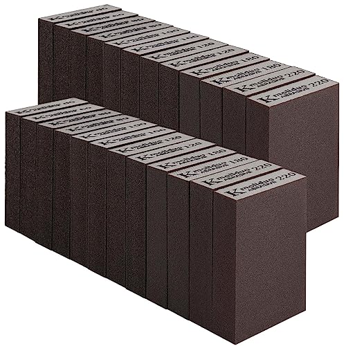 HEIHAK 24 Pack Sanding Blocks, Sponge Sanding Pads for Metal Wood and Wall, Polishing, 60/80 /100/120/180/220 Grits