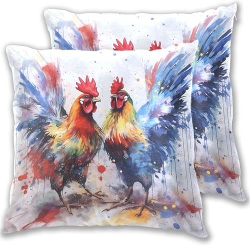famyily Rooster Ink Style Chicken Pillowcase Cover Flannel Pillow case Toddler Pillow case Twin All Cotton Pillowcases Travel Pillow Zipper case 16 x 16