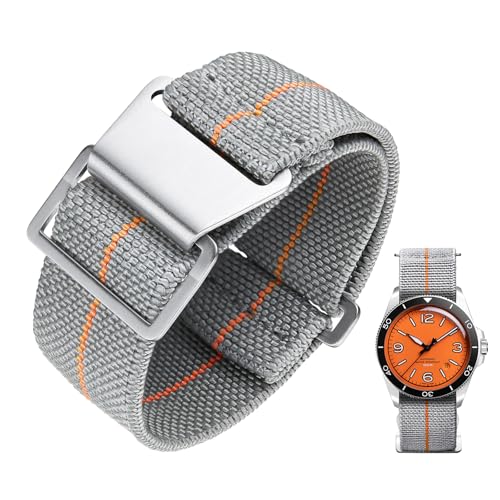 Image of BINLUN Elastic Nylon Watch Band 18mm 20mm 22mm Marine Nationale Fabric Military Parachute Replacement Watch Strap Men Women Silver & Black Buckle - Upgraded Hook-and-Loop Buckle