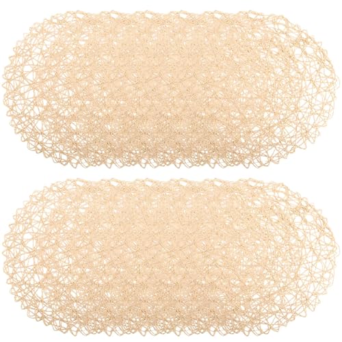 Sets de table ronds tressés papier beige antidérapants intérieur extérieur