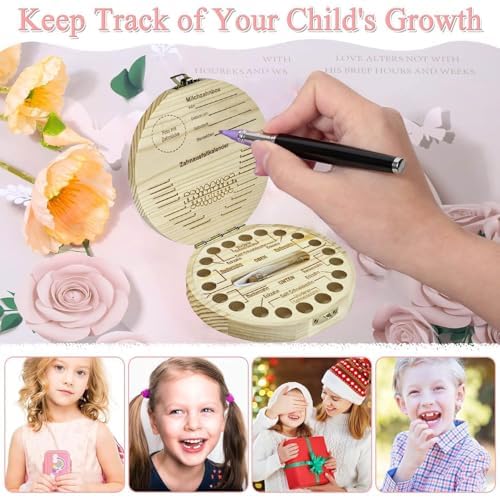 Zahnbox Holz Milchzähne Box,Milchzahndose,Zahnbox für Milchzähne,Milchzahndose Mädchen,Zahnschachtel Milchzähne,MultifunktionsBücherregal(Rouge étoilé) Buchständer