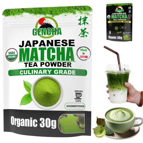 Gencha Matcha Green Tea Powder, Japanese Organic Matcha Powder (Premium Second Harvest Culinary Grade, 1.06 Oz) 2023 New Launch Directly From Japan #TOP27