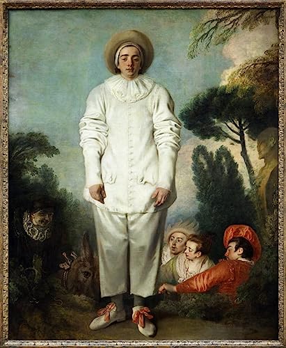 Toile Peinture Murale Pierrot Watteau 60x90cm pour décoration salon
