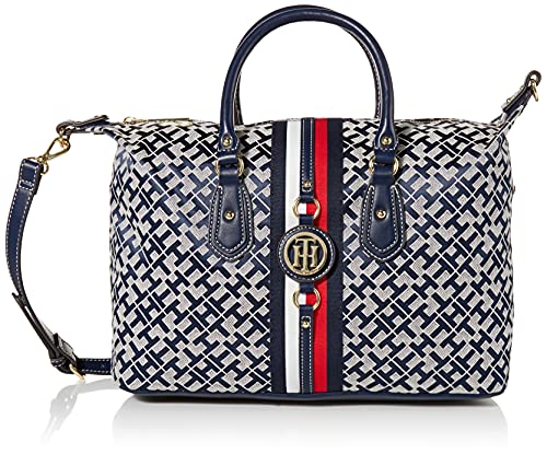 Tommy Hilfiger レディース Jaden サッチェル クロスボディ バッグ, ヒルフィガーネイビー/ホワイト。, One Size, Jaden サッチェル クロスボディバッグ