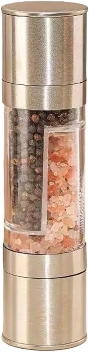2-in-1 Headed Stainless Steel Manual Grinder A Must-have For Home Kitchens Travel Cooking And Portable Seasoning Bottles(Stainless Steel)