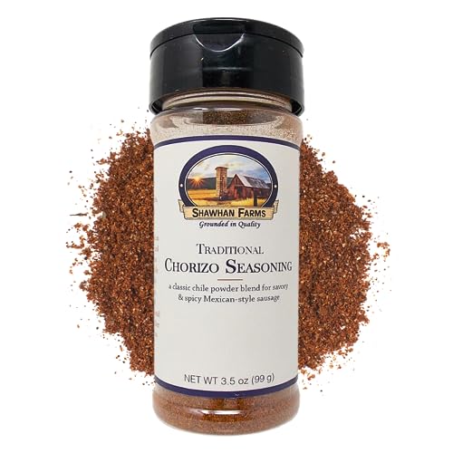 Shawhan Farms Traditional Chorizo Seasoning, Classic Chile Blend for Mexican Style Sausage, Garlic and Warm Spices, Small Batch USA, 3.5 oz