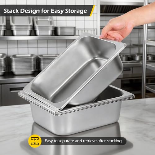 Image of Dyna-Living Steam Table Pan 1 /2 Half Size 4 Inch Deep Pan 4 Pack Hotel Pans