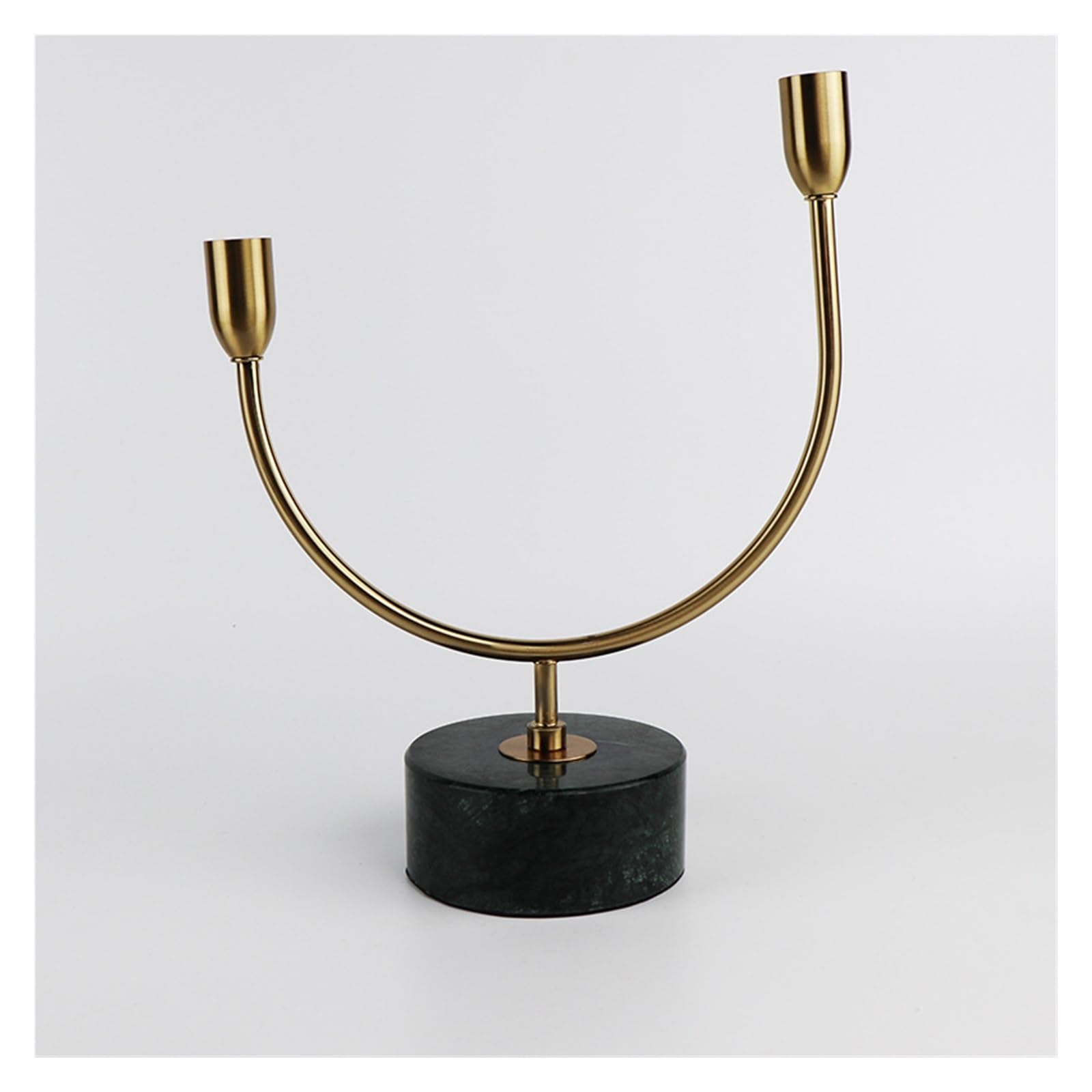 Marmor-U-förmiger Goldener Kerzenständer, Dekoration, europäisches Ende, gebogener Kerzenständer, Restaurant-Wohnzimmer-Kerzenständer (D 11 x 32 cm)