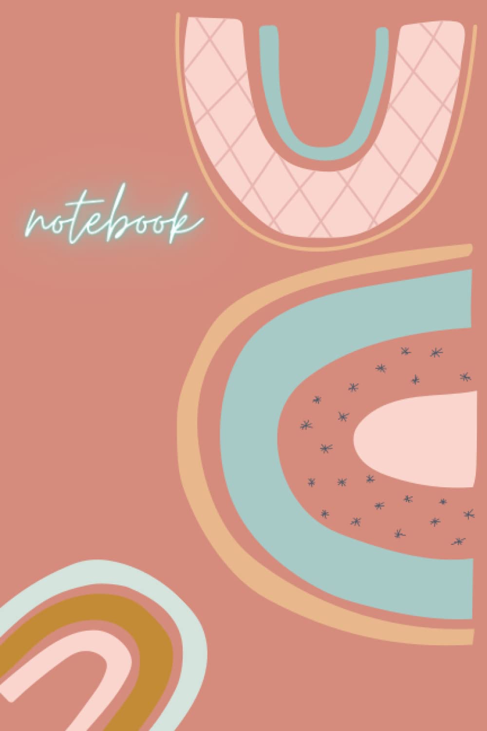 notebook: organic rainbow style blank line notebook in nude color pallet