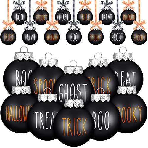 Karenhi 24 Pcs Halloween Ball Ornaments 2.4 Inch Halloween Decorations for Tree Plastic Halloween Hanging Ornaments Halloween Decor for Christmas Tree Home Party (Black,Orange)
