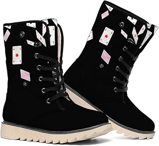 Blue Rose Print Winter Boots