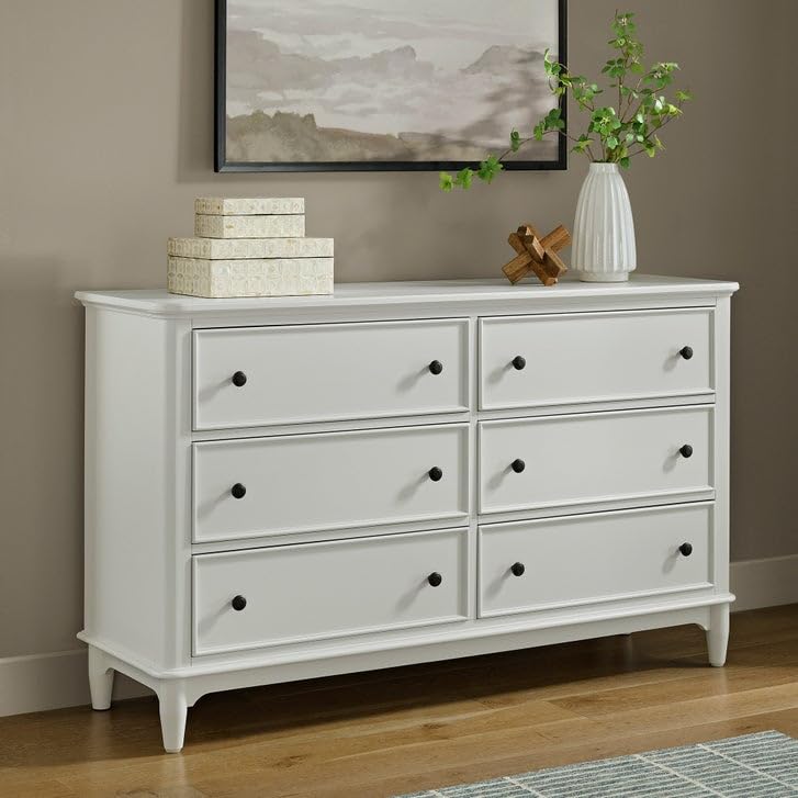 Elegant White Wooden 6 Drawer Storage Cabinet Modern Bedroom Living Room Organizer Chest Minimalist Furniture with Classic Design Smooth Finish Spacious Storage and Stylish Home Decor-image-17