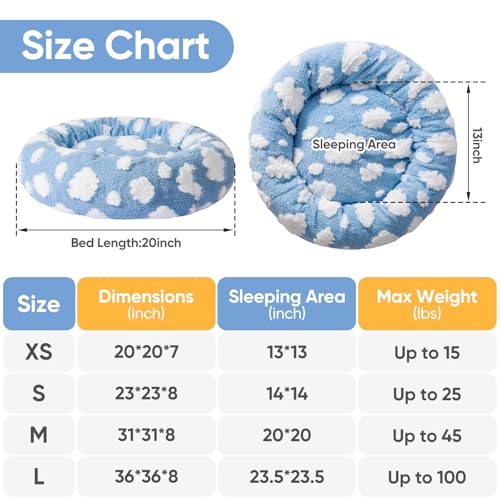 Donut-Dog-Bed-for-Small-Dogs-20-Inch-Round-Cat-Beds-for-Indoor-Cats-Circle-Cuddler-Pet-Bed-Fluffy-Warm-Puppy-Bed-Removable-Washable-Cover-Anti-Slip-Waterproof-Bottom-BlueWhite-Cloud