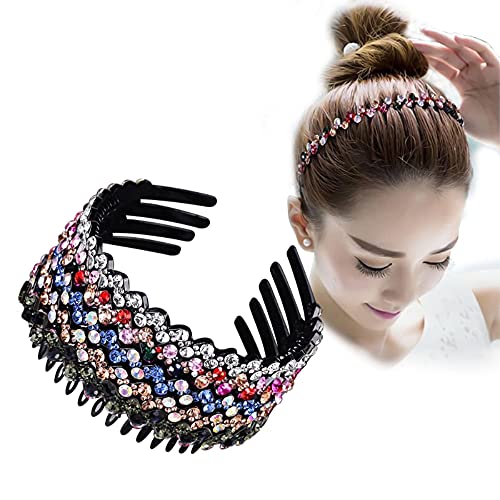 ZOCONE Headbands for Women with Diamond Comb, Wave Rhinestone Headbands with Teeth, 5Pcs Plastic Tooth Comb Head Bands Non Slip, Crystal Hair Loop Wavy Hair Accessories for Women Girls