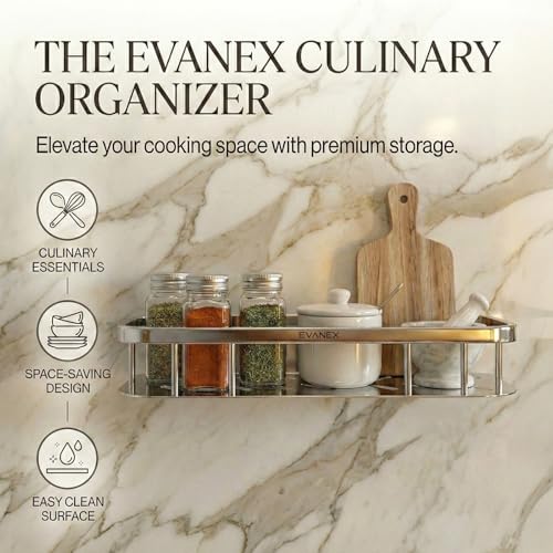 Image of EVANEX Bathroom Storage Shelf | 12x5 Inch 304 Stainless Steel Bathroom Racks & Shelves | Wall Mounted Multipurpose Shelf | Kitchen Storage Organiser Rack | Bathroom Accessories Set