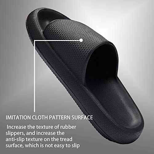 Slippers For Women And Men Quick Drying Bathroom Shower Sandals Open Toe Soft Cushioned Extra Thick Non-Slip Massage Pool Gym House Slipper For Indoor & Outdoor Black 48-49 #TOP4