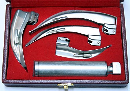 CynaMed USA Laryngoscope Set – Macintosh Intubation – 4 Blades + Handle – EMT, Anesthesia