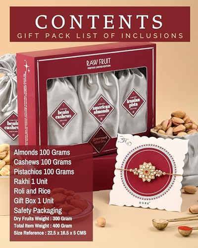Image of Hyperfoods Rakhi For Brother Gift For Brother 300 Grams DryFruit Potli Gift Pack Rakhi Gift For Brother DryFruit Gift Pack Whispering Petals Rakhi