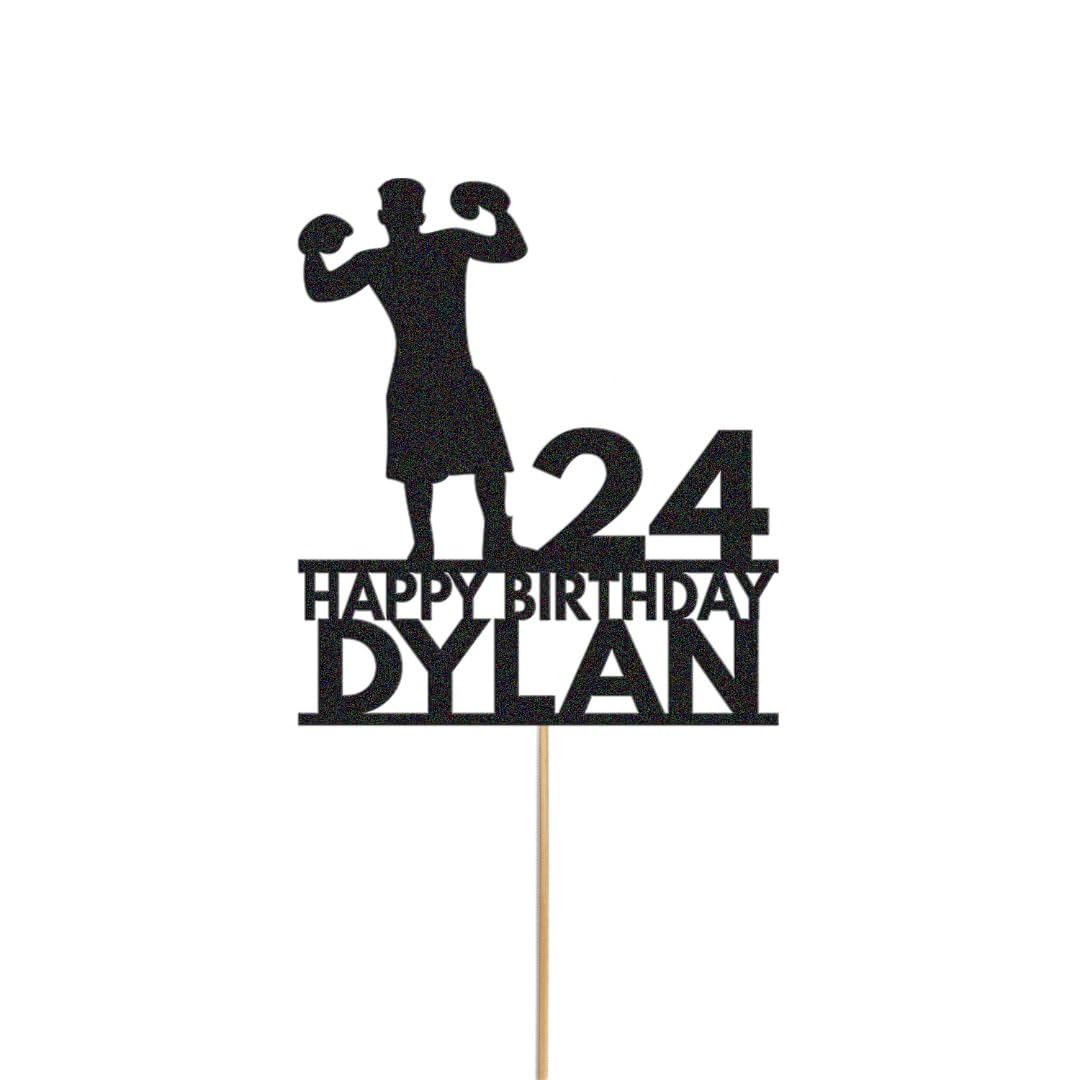 Boxing Cake Topper Personalised Boxing Champion Cake Decoration Any Name & Age | Personalised Cake Topper with Custom Name & Age | Birthday Party Decoration | Black