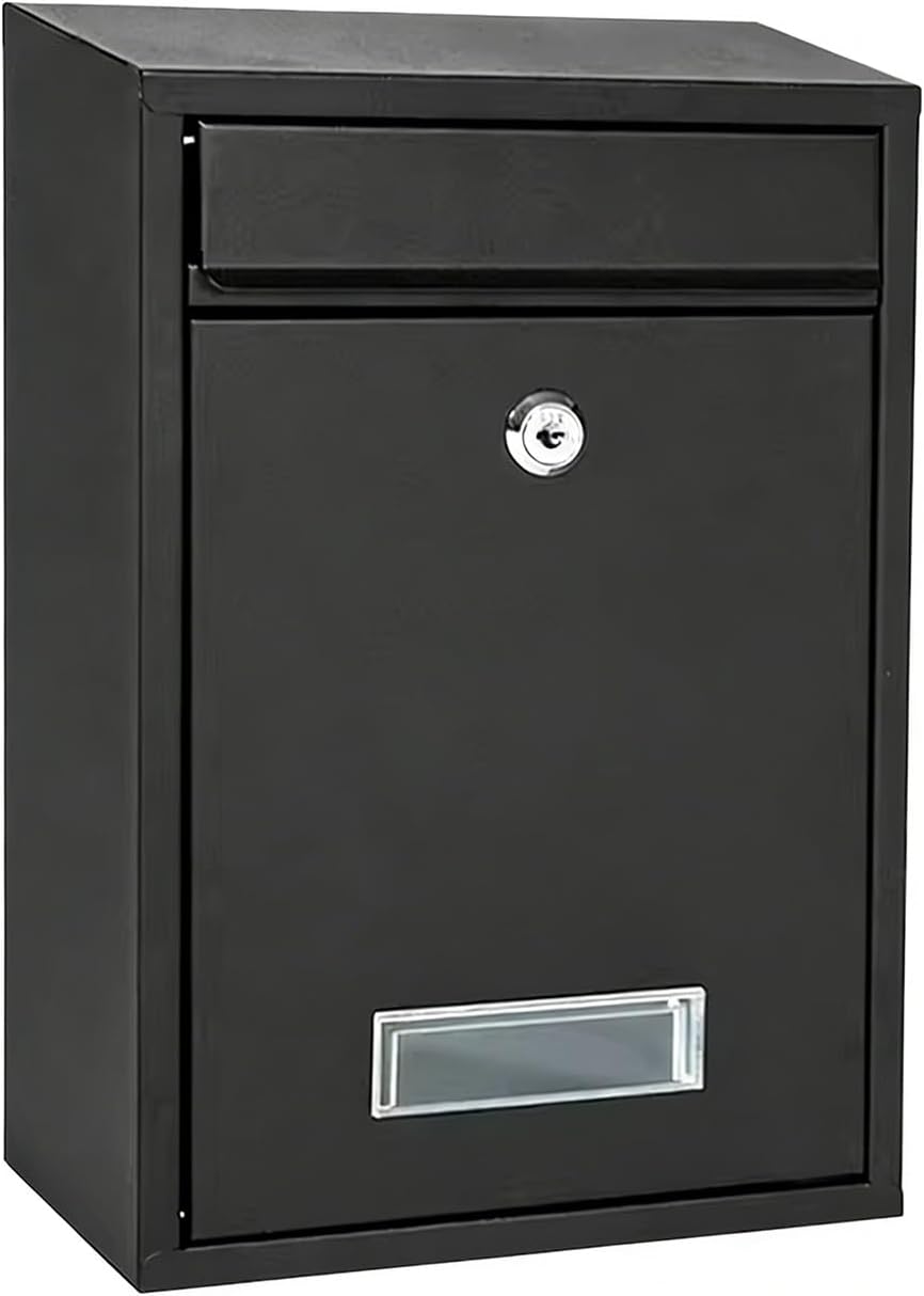 Locking Mailbox Wall Mount, Rust Proof Metal Post Box with Slot for Envelope, Galvanized Steel Mailbox for Residential Delivery(White)