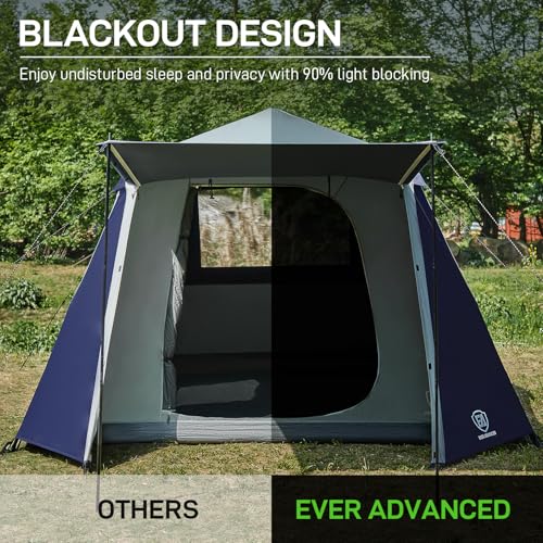 Image of EVER ADVANCED Blackout 6 Person Camping Tent, Instant Cabin Tent for Family with Vestibule and Large Mesh Windows, 60s Easy Setup, Double Layer, Water-Resistant